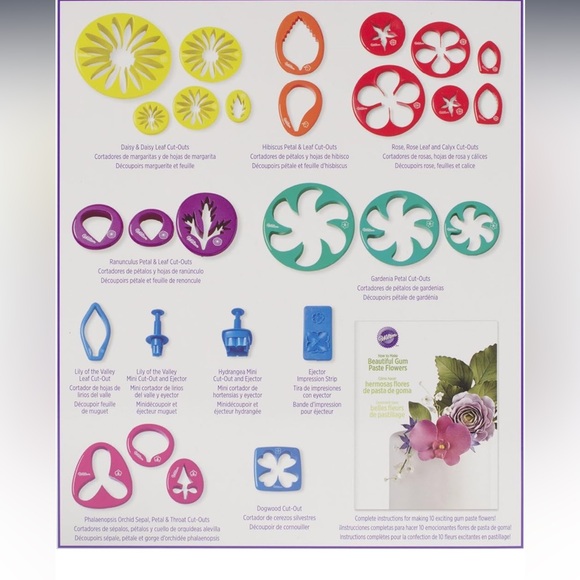 Wilton Gum Paste Outs Piece 28 PC GP Flowers Cut Out Set - Picture 3 of 10